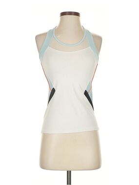Lucky in Love White & Light Blue Racerback Tank with Coral Trim